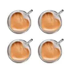 Jogo Com 4 Xicaras Café Chá Coração Parede Dupla 80ml