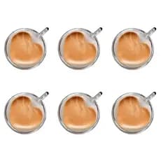 Jogo 6 Xicaras De Vidro Café Chá Coração Parede Dupla 80ml