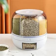 Dispenser De Alimentos Grãos E Cereais Giratório Com 6 Divisões