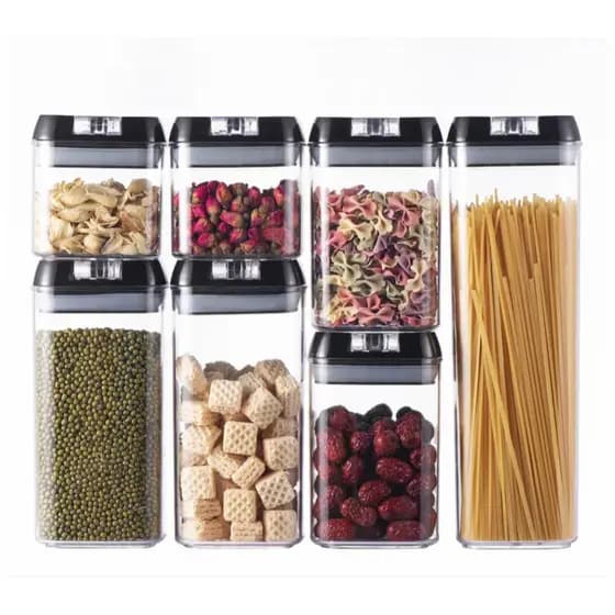 Kit 7 Potes Herméticos Organizadores De Cozinha Para Armazenamento Alimentos
