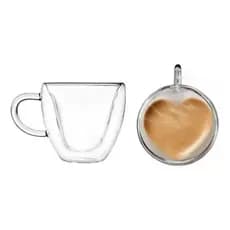 Xicara Coração De Vidro Parede Dupla Café Espresso 80ml