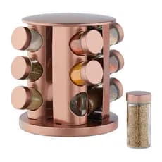 Porta Tempero Condimento Rose Gold Giratório 12 Potes