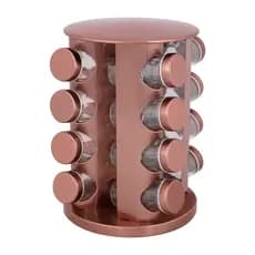 Porta Tempero Condimento Rose Gold Giratório 16 Potes