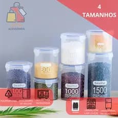 Potes Herméticos 4 Unidade Mantimentos Redondo Tampa Vedação Cozinha Copo Medidas Presente Comida