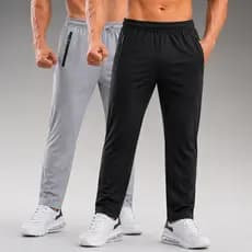 Kit 2 Calça Masculina Tactel com Elastano Zíper Tratorado Treino Corrida Calça Academia