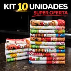 Kit 10 Panos de Copa/Prato Atoalhado Decorativo 58x38cm Felpudo Pano de Limpeza Mix de Panos
