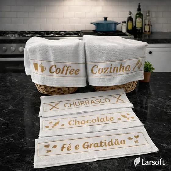 Kit 7 Panos de Copa Atoalhado Gourmet 100% Algodão Pano de Prato Absorvente Decorativo