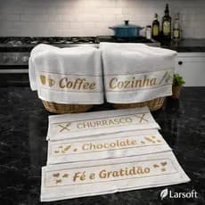 Kit 7 Panos de Copa Atoalhado Gourmet 100% Algodão Pano de Prato Absorvente Decorativo