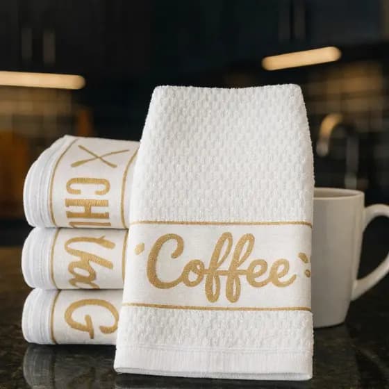Kit 3/5 Panos de Prato Jacquard Atoalhado Gourmet 70x45cm Felpudo Panos de Copa Decorativos Cozinha