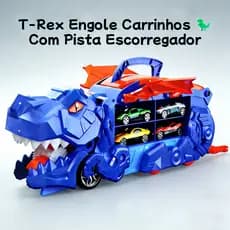 T-Rex Engolidor de Carrinhos + Pista Escorregador Transformável – Diversão Infantil