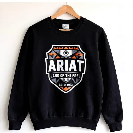 Moletom Ariat Masculino Tribal Country Ranch Preto Gola Careca Land Free EST 1993 P ao GG Frete Grátis
