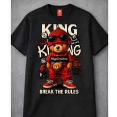 camiseta Basica Masculina Urso King Camisa T- shirts Estampada tecido Premium
