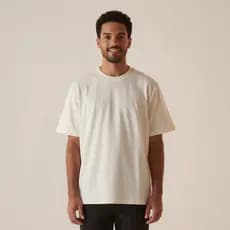 Camiseta Masculina Streetwear Gola Canelada Larga 100% Algodão Premium Camisa Oversized Garagem Estúdio