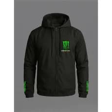 Jaqueta Corta Vento Masculina Monster Bike Moto Capuz Bolso Zíper Aspen Semi Impermeável Viagem