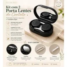 Kit Com 2 Porta Lentes De Contato Rígido Ou Gelatinoso Com Espelho Pinça Ventosa Dia a Dia