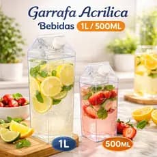 Garrafa Geladeira Acrílica para Leite e Suco 1L/500ML Resistente Recipiente Com Tampa para Bebidas
