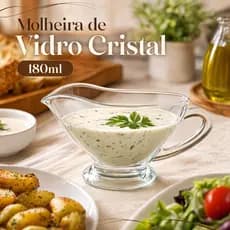 Molheira de Vidro Cristal 180ml 16x7x10 Molhos Coberturas Vinagrete Medidor E Azeite Multi Funcional