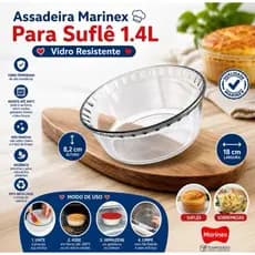 Assadeira Pirex Marinex Redondo Fundo Pirex Para Suflê 1.4l Marinex Original