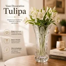 Vaso Decorativo Tulipa 24x8 Vidro Premium Resistente Flores Decoração Casa Mesa Posta