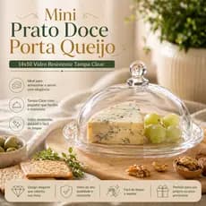 Mini Prato Doce Porta Queijo Queijeira 14x10 com Tampa Clear Mesa Posta Decoração Utilidades
