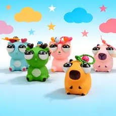 Versão Fofa! Dragão e Capivara com Olhos Saltitantes - Brinquedo Anti-Stress Divertido, Perfeito para Presente