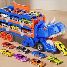 Brinquedo Dinossauro Caminhão – 6 Carros Inclusos e Pista Expansível