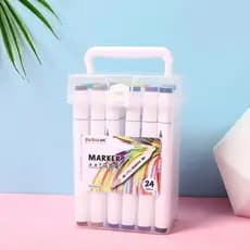 Caixa 24 Marcadores Coloridos – Kit Canetas Hidrográficas Criativas para Desenho, Escola e Presente