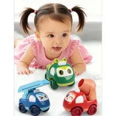 Kit Carrinhos Baby com Inércia 4 em 1 – Veículos Coloridos de Construção e Resgate