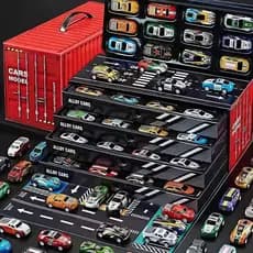 🏁 48 Mini Carros com Mapa de Pista e Container Organizador | Presente Incrível para Crianças 🎁