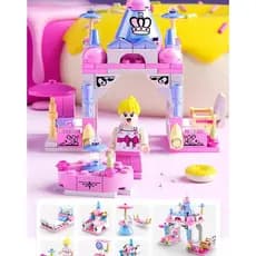 Kit 6 em 1 Blocos de Montar Infantil: Mini Castelo Encantado de Princesa, 131 Peças Criativas