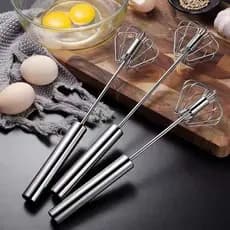 Utensílios de Confeitaria: Batedor de Ovos de Aço Inoxidável, Misturador Reforçado, Batedor de Ovos Semiautomático, Mini