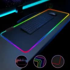 Mousepad Gamer LED RGB Grande 80x40 com Wireless Charger 15W Mousepad +Carregador sem fio para celular e pc Impermeável