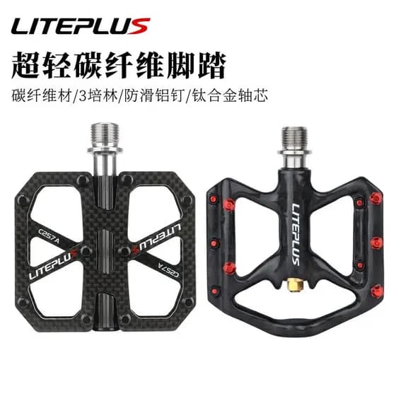 Pedais de bicicleta de fibra de carbono Liteplus, dobráveis, para bicicleta de estrada, mountain bike, eixo de pedal ult