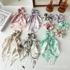 Venda direta do fabricante de acessórios para cabelo: elásticos de cabelo de tecido de seda com laço, laços de cabelo su
