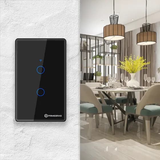 Interruptor Touch 2 Botões Wi-Fi TP1002 Preto