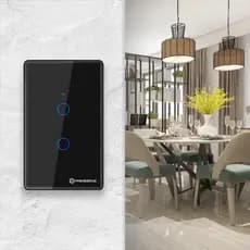 Interruptor Touch 2 Botões Wi-Fi TP1002 Preto