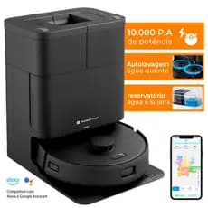 Robô Aspirador Pó Wi-Fi Inteligente 20000Pa Autolimpante Água X20 Kuanttum Passa Pano MOP Mapeamento LDS Cor Preto 220v