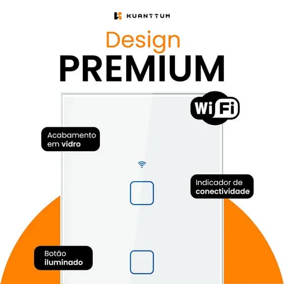 Interruptor Smart 2 Teclas Kuanttum Zigbee Branco