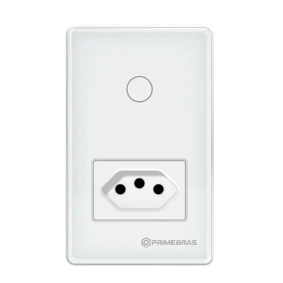 Interruptor Touch Inteligente Com Tomada Wifi Primebras TP1011 Branco
