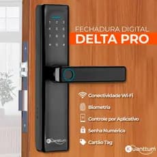Fechadura Digital Porta Madeira Biométrica Eletronica Kuanttum Delta PRO