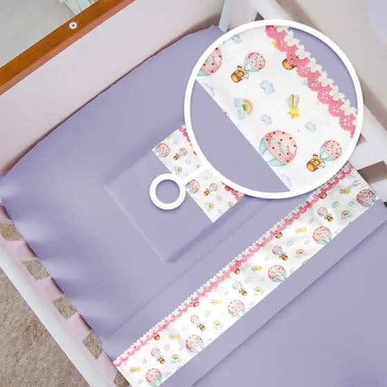 Jogo Lençol 3 Peças Mini Cama MONTESSORIANA 150X70cm Percal 400 Fios Super Macio Infantil