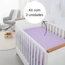 Kit 02 Lençol Com Elástico Berço Padrão AMERICANO 130X70cm Percal 400 fios Antialérgico