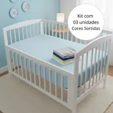 Kit 03 Lençol Bebê Berço Padrão Americano 130x70cm Percal 400 fios Com Elástico Super Macio