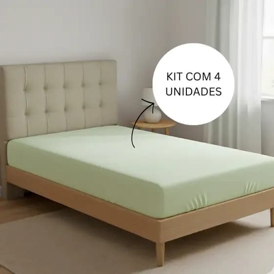 Kit 4 Lençol SOLTEIRO Percal 400 Fios Alta Qualidade e Toque Macio com Elástico