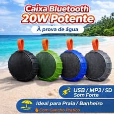 Caixa de Som Bluetooth Portátil 20W Som Potente Resistente à Água com LED RGB e Alça
