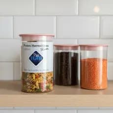 Kit 3 até  Potes Herméticos Acrílicos Empilháveis Slim Plastutti Organização e Frescor na Sua Cozinha