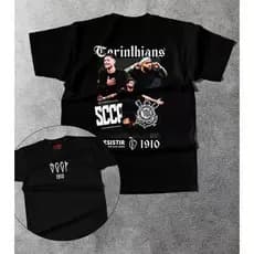 Camiseta Unissex Oversized Plus Size Feminina Masculina Estampa Jogadores do Corinthians, Escudo e SCCP (Frente e Verso)