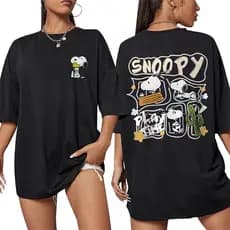 Unisex Novo Velsiss Snoopy Print Camisetas Femininas Da Moda Camiseta Unissex De Alta Qualidade Camiseta Fitness Feminin