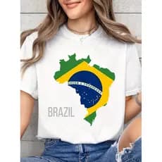 Camiseta Feminina Brasil Patriótica Torcedoras 100% algodão