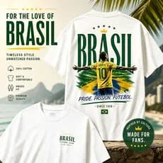 Camiseta Masculina Feminina Oversized Estampa Brasil Jogador 10 Futebol Pride Streetwear T-shirt Casual